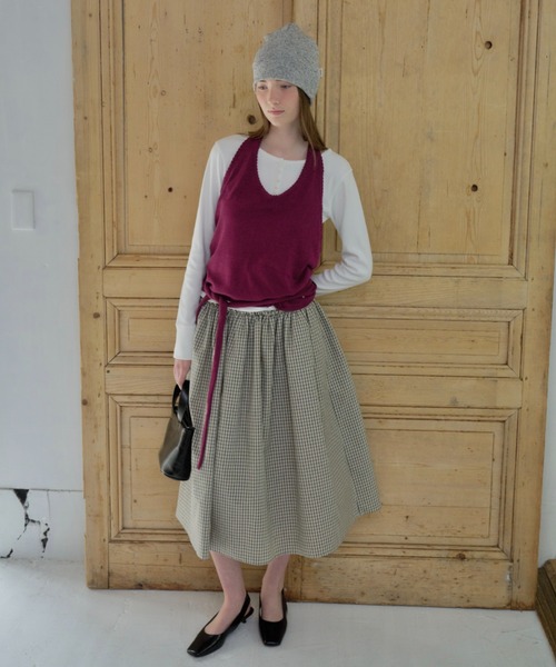 GIUNON（ジウノン）の「shirring frill check skirt / シャーリングフリルチェックスカート（スカート・レディース・アイボリー/ブラック・0/1）」の22枚目の写真