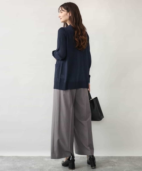 MK MICHEL KLEIN（エムケーミッシェルクラン）の「[洗える]配色カラーニットアンサンブル（カーディガン/ボレロ・レディース・グレー/ネイビー/レッド・38）」の6枚目の写真