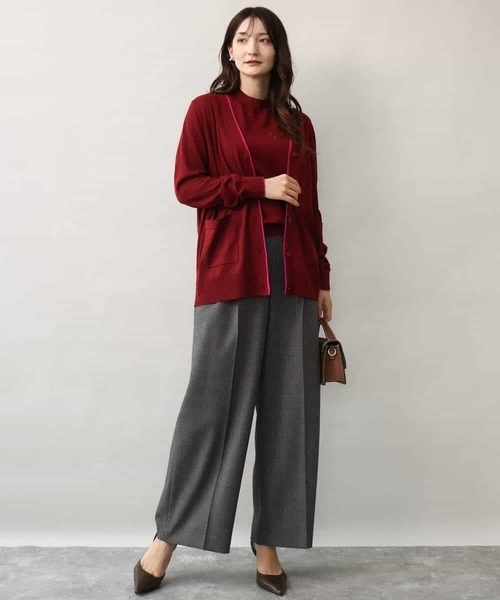 MK MICHEL KLEIN（エムケーミッシェルクラン）の「[洗える]配色カラーニットアンサンブル（カーディガン/ボレロ・レディース・グレー/ネイビー/レッド・38）」の12枚目の写真