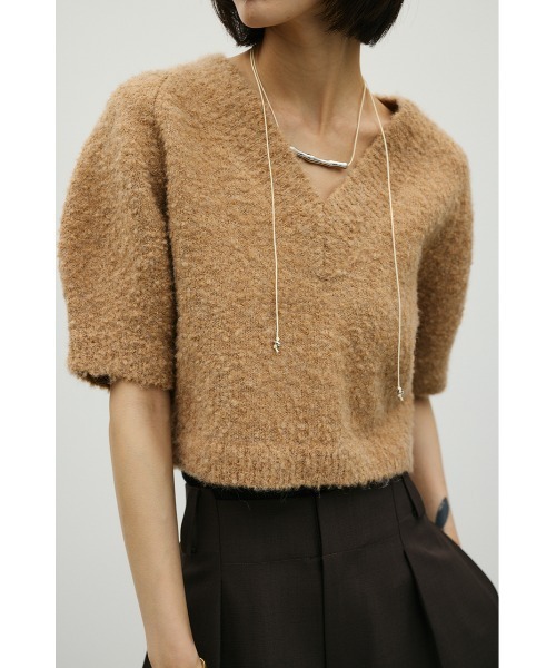 STYLEMIXER（スタイルミキサー）の「ブークレーショートニット（ニット/セーター・レディース・ベージュ/チャコールグレー/サックスブルー・FREE）」の3枚目の写真