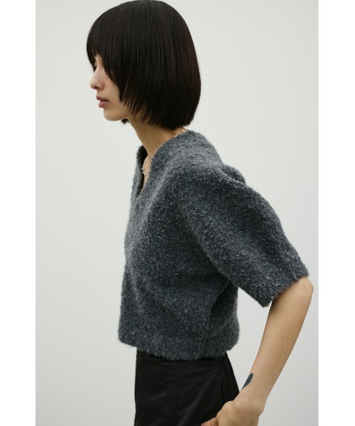 STYLEMIXER（スタイルミキサー）の「ブークレーショートニット（ニット/セーター・レディース・ベージュ/チャコールグレー/サックスブルー・FREE）」の7枚目の写真