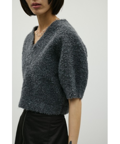 STYLEMIXER（スタイルミキサー）の「ブークレーショートニット（ニット/セーター・レディース・ベージュ/チャコールグレー/サックスブルー・FREE）」の8枚目の写真