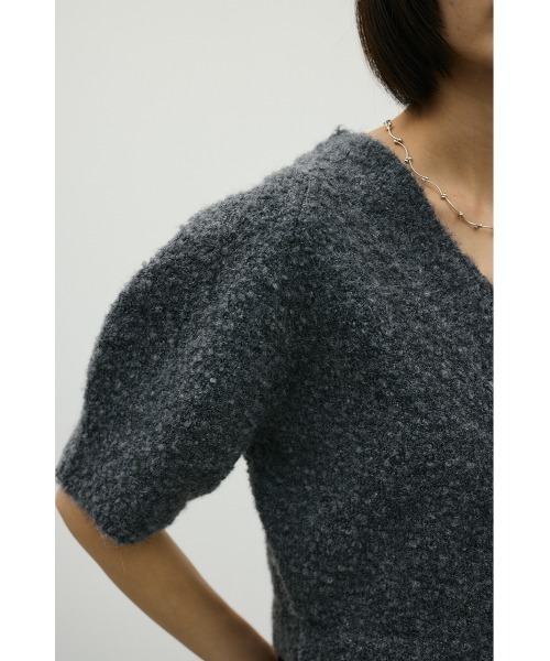STYLEMIXER（スタイルミキサー）の「ブークレーショートニット（ニット/セーター・レディース・ベージュ/チャコールグレー/サックスブルー・FREE）」の12枚目の写真