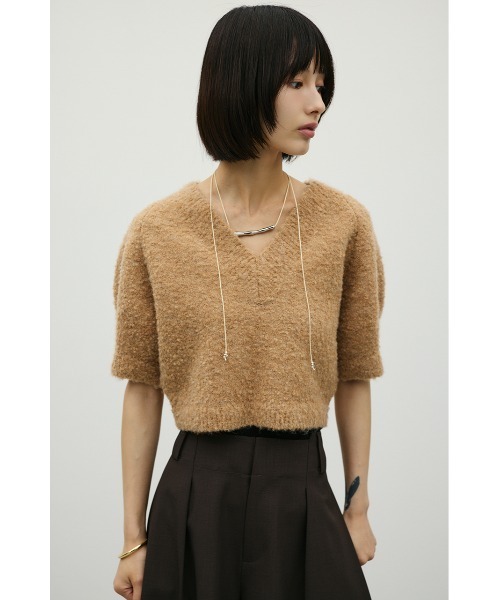 STYLEMIXER（スタイルミキサー）の「ブークレーショートニット（ニット/セーター・レディース・ベージュ/チャコールグレー/サックスブルー・FREE）」の17枚目の写真