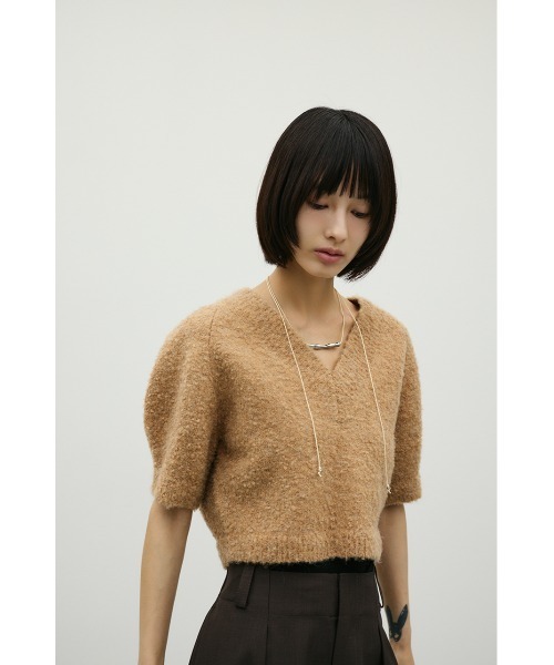 STYLEMIXER（スタイルミキサー）の「ブークレーショートニット（ニット/セーター・レディース・ベージュ/チャコールグレー/サックスブルー・FREE）」の18枚目の写真