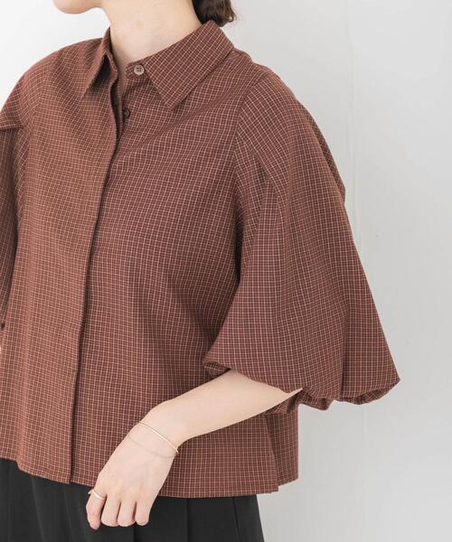URBAN RESEARCH（アーバンリサーチ）の「グラフチェック袖ボリュームシャツ（シャツ/ブラウス・レディース・ブラウン系その他/ブラック系その他・FREE）」の2枚目の写真