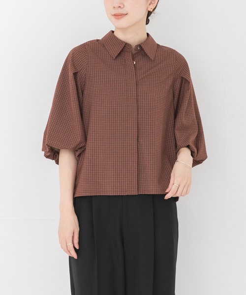 URBAN RESEARCH（アーバンリサーチ）の「グラフチェック袖ボリュームシャツ（シャツ/ブラウス・レディース・ブラウン系その他/ブラック系その他・FREE）」の9枚目の写真