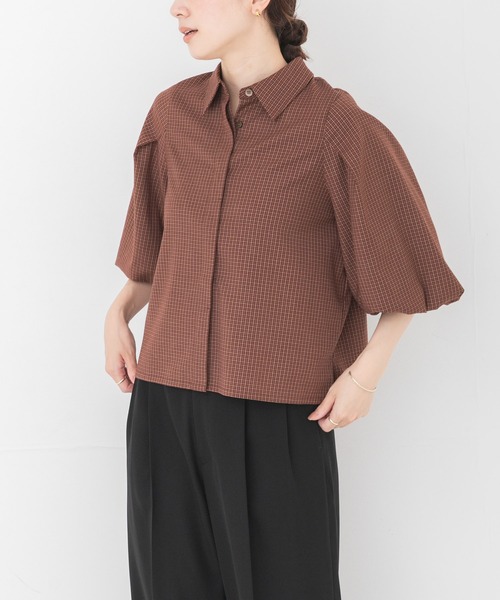 URBAN RESEARCH（アーバンリサーチ）の「グラフチェック袖ボリュームシャツ（シャツ/ブラウス・レディース・ブラウン系その他/ブラック系その他・FREE）」の10枚目の写真