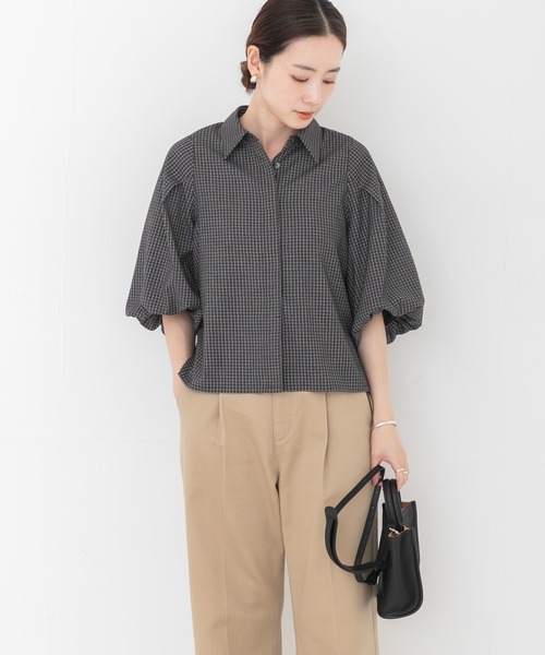 URBAN RESEARCH（アーバンリサーチ）の「グラフチェック袖ボリュームシャツ（シャツ/ブラウス・レディース・ブラウン系その他/ブラック系その他・FREE）」の4枚目の写真