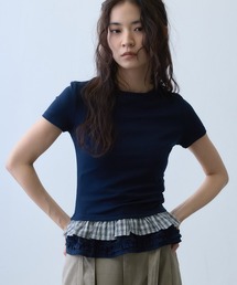 check frill layered T-shirt / チェックフリルレイヤードTシャツ