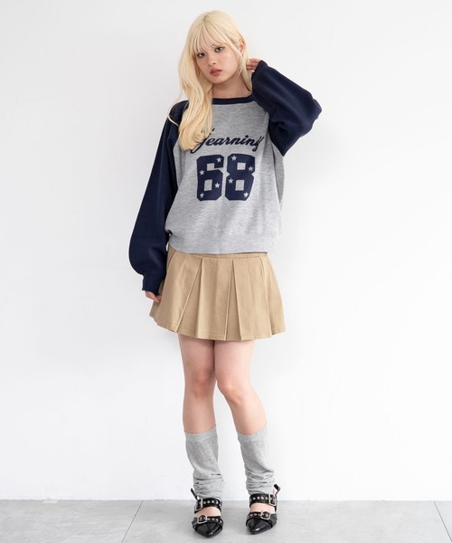 WEGO（ウィゴー）の「WEGO/【26年秋冬新作】グラフィックニットプルオーバー（ニット/セーター・レディース・レッド/グレー/オフホワイト/ネイビー/ブラウン/ベージュ/ワイン/ピンク/その他1/その他2・FREE）」の12枚目の写真