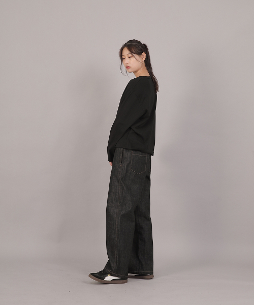 SAINTCREW(セントクルー)の「コアワイドバンディングパンツ MWP-391 デニムブラック(デニムパンツ・レディース・その他・FREE)」の2枚目の写真