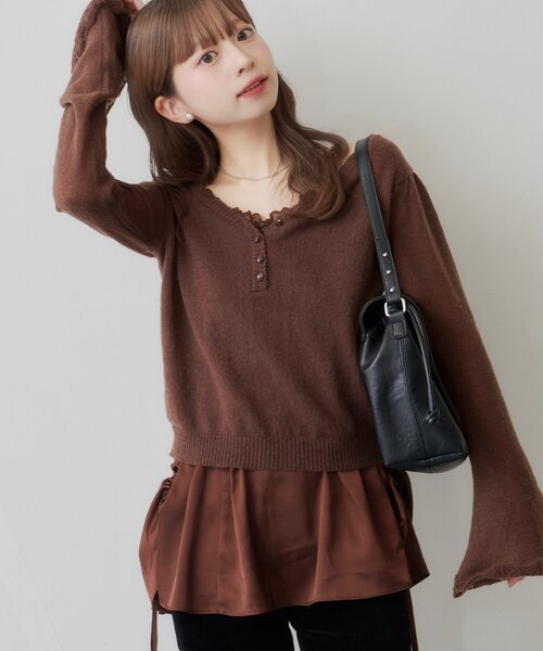 Kastane(カスタネ)の「【SAWAMOTO企画】SOLASE KNIT&CAMI SET(ニット/セーター・レディース・ブラウン/アイボリー・FREE)」の2枚目の写真