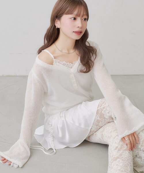 Kastane(カスタネ)の「【SAWAMOTO企画】SOLASE KNIT&CAMI SET(ニット/セーター・レディース・ブラウン/アイボリー・FREE)」の3枚目の写真
