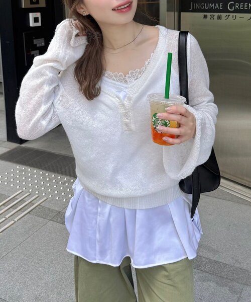 Kastane(カスタネ)の「【SAWAMOTO企画】SOLASE KNIT&CAMI SET(ニット/セーター・レディース・ブラウン/アイボリー・FREE)」の13枚目の写真
