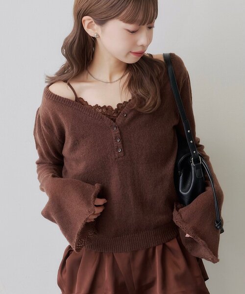 Kastane(カスタネ)の「【SAWAMOTO企画】SOLASE KNIT&CAMI SET(ニット/セーター・レディース・ブラウン/アイボリー・FREE)」の17枚目の写真