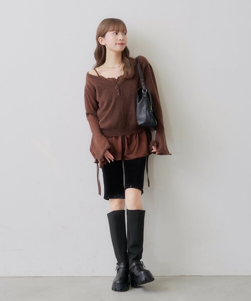 Kastane(カスタネ)の「【SAWAMOTO企画】SOLASE KNIT&CAMI SET(ニット/セーター・レディース・ブラウン/アイボリー・FREE)」の18枚目の写真