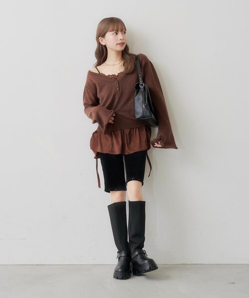Kastane(カスタネ)の「【SAWAMOTO企画】SOLASE KNIT&CAMI SET(ニット/セーター・レディース・ブラウン/アイボリー・FREE)」の19枚目の写真