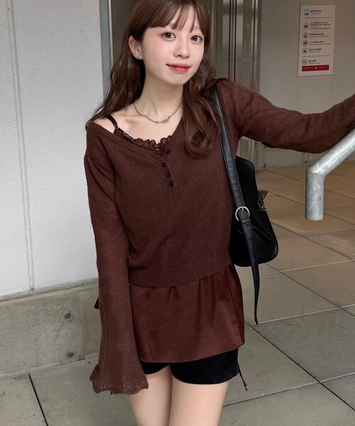 Kastane(カスタネ)の「【SAWAMOTO企画】SOLASE KNIT&CAMI SET(ニット/セーター・レディース・ブラウン/アイボリー・FREE)」の21枚目の写真