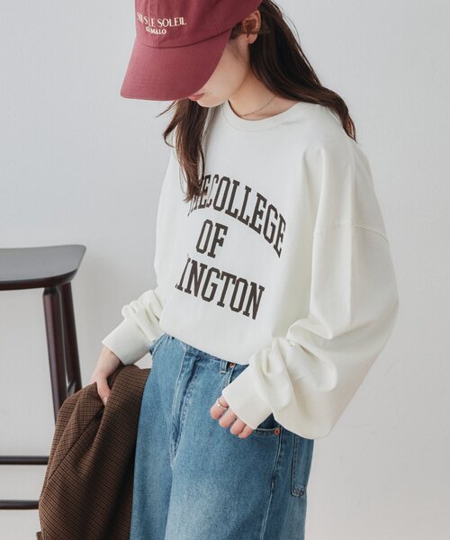 DISCOAT(ディスコート)の「【Enlude】カレッジロゴロンT《ユニセックス》(Tシャツ/カットソー・レディース・オフホワイト/チャコールグレー/バーガンディー・LARGE/MEDIUM)」の5枚目の写真