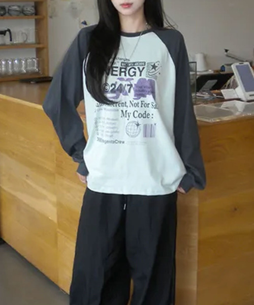 VIVID LADY(ビビッドレディー)の「配色ラグラン グラフィックプリントロンT(Tシャツ/カットソー・レディース・ブラック/ミント/ブルー/イエロー・FREE)」の20枚目の写真