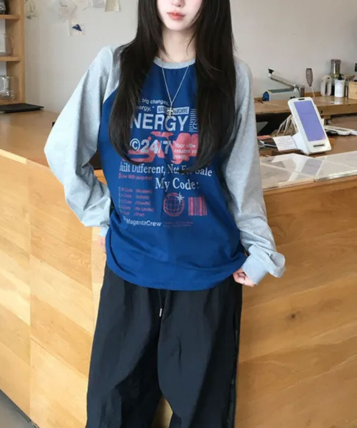 VIVID LADY(ビビッドレディー)の「配色ラグラン グラフィックプリントロンT(Tシャツ/カットソー・レディース・ブラック/ミント/ブルー/イエロー・FREE)」の22枚目の写真
