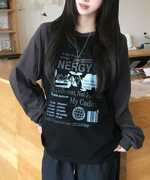 VIVID LADY(ビビッドレディー)の「配色ラグラン グラフィックプリントロンT(Tシャツ/カットソー・レディース・ブラック/ミント/ブルー/イエロー・FREE)」の17枚目の写真