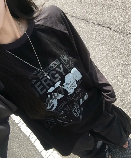 VIVID LADY(ビビッドレディー)の「配色ラグラン グラフィックプリントロンT(Tシャツ/カットソー・レディース・ブラック/ミント/ブルー/イエロー・FREE)」の8枚目の写真