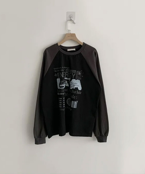 VIVID LADY(ビビッドレディー)の「配色ラグラン グラフィックプリントロンT(Tシャツ/カットソー・レディース・ブラック/ミント/ブルー/イエロー・FREE)」の6枚目の写真