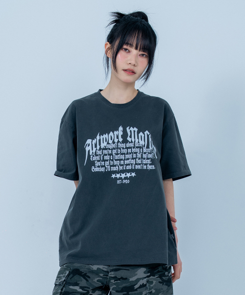QUTON(ク―トン)の「アトリックピグメントオーバーサイズ半袖Tシャツ(Tシャツ/カットソー・レディース・チャコール/ブラック/ライトグレー・1/2)」の5枚目の写真