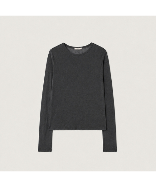 AARAN(アラン)の「ベーシックソフトロングスリーブ_7カラー(Tシャツ/カットソー・レディース・アイボリー/ブラック/ネイビー/チャコール/グレー/バーガンディー/ベビーピンク・FREE)」の4枚目の写真