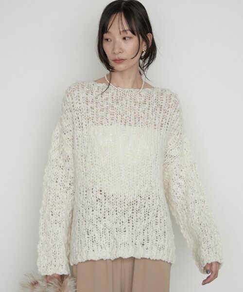 LOUNGEDRESS(ラウンジドレス)の「《前後着用可》ハンド2WAYニット(ニット/セーター・レディース・パープル/ピンク/オフホワイト・FREE)」の8枚目の写真