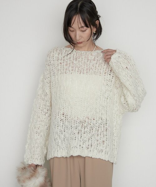 LOUNGEDRESS(ラウンジドレス)の「《前後着用可》ハンド2WAYニット(ニット/セーター・レディース・パープル/ピンク/オフホワイト・FREE)」の9枚目の写真