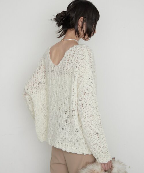 LOUNGEDRESS(ラウンジドレス)の「《前後着用可》ハンド2WAYニット(ニット/セーター・レディース・パープル/ピンク/オフホワイト・FREE)」の11枚目の写真