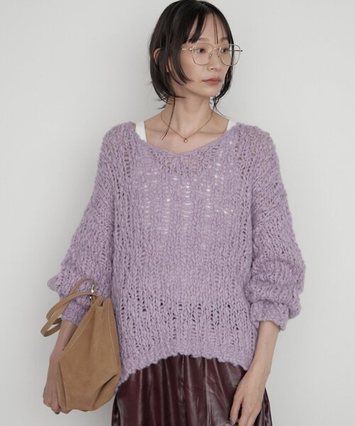 LOUNGEDRESS(ラウンジドレス)の「《前後着用可》ハンド2WAYニット(ニット/セーター・レディース・パープル/ピンク/オフホワイト・FREE)」の18枚目の写真