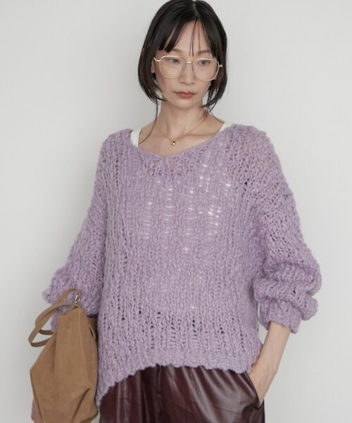 LOUNGEDRESS(ラウンジドレス)の「《前後着用可》ハンド2WAYニット(ニット/セーター・レディース・パープル/ピンク/オフホワイト・FREE)」の19枚目の写真