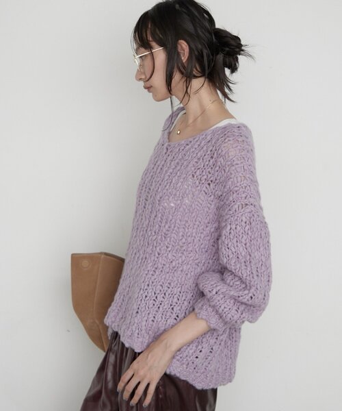 LOUNGEDRESS(ラウンジドレス)の「《前後着用可》ハンド2WAYニット(ニット/セーター・レディース・パープル/ピンク/オフホワイト・FREE)」の21枚目の写真