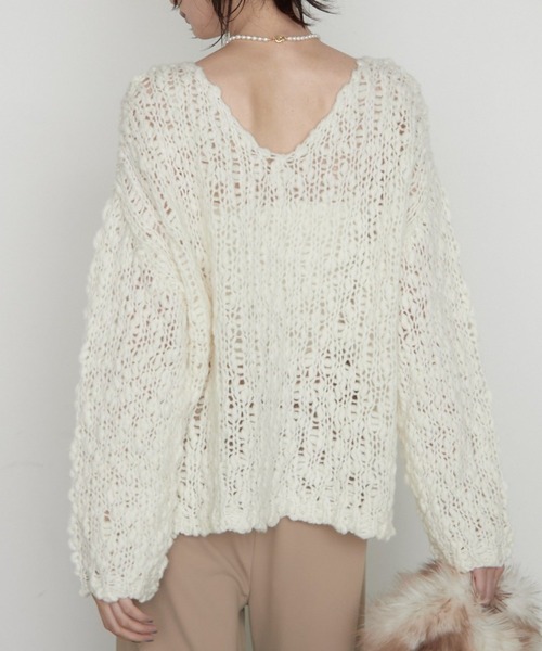 LOUNGEDRESS(ラウンジドレス)の「《前後着用可》ハンド2WAYニット(ニット/セーター・レディース・パープル/ピンク/オフホワイト・FREE)」の1枚目の写真
