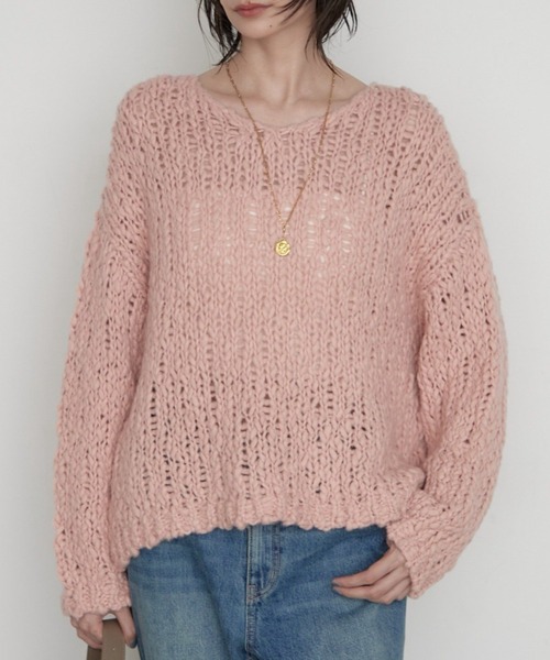 LOUNGEDRESS(ラウンジドレス)の「《前後着用可》ハンド2WAYニット(ニット/セーター・レディース・パープル/ピンク/オフホワイト・FREE)」の3枚目の写真