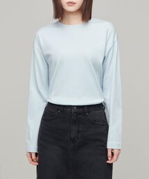 ウィメンズリラックスクルーネック長袖Tシャツ[ペイルブルー]