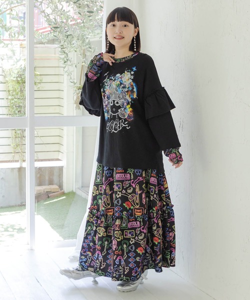 ScoLar(スカラー)の「163660:花蝶スカラーちゃん ジャガードプルオーバー(Tシャツ/カットソー・レディース・ブラック/オフホワイト・M)」の10枚目の写真