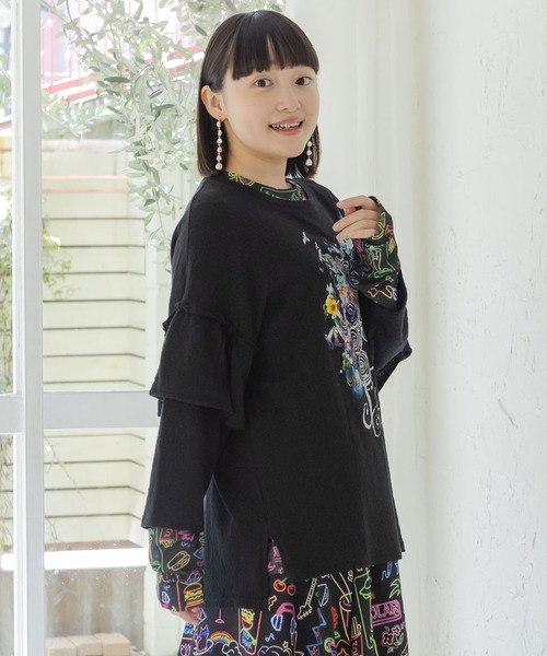 ScoLar(スカラー)の「163660:花蝶スカラーちゃん ジャガードプルオーバー(Tシャツ/カットソー・レディース・ブラック/オフホワイト・M)」の14枚目の写真