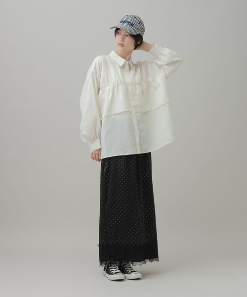 LAKOLE(ラコレ)の「フリルバックシャーリングシャツ / 1056725(シャツ/ブラウス・レディース・アイボリー/ブラック/マスタード/ボルドー・FREE)」の8枚目の写真
