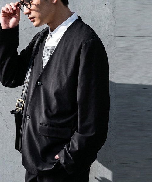 antiqua(アンティカ)の「ストレッチ ノーカラー スーツ ジャケット(ノーカラージャケット・レディース・アイボリー/グリーン/ネイビー/ブラック・L/M)」の19枚目の写真