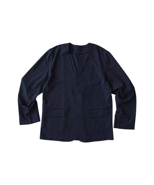 antiqua(アンティカ)の「ストレッチ ノーカラー スーツ ジャケット(ノーカラージャケット・レディース・アイボリー/グリーン/ネイビー/ブラック・L/M)」の7枚目の写真