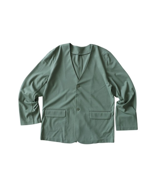 antiqua(アンティカ)の「ストレッチ ノーカラー スーツ ジャケット(ノーカラージャケット・レディース・アイボリー/グリーン/ネイビー/ブラック・L/M)」の6枚目の写真