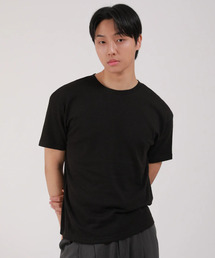 スラブラウンド半袖Tシャツ_ブラック