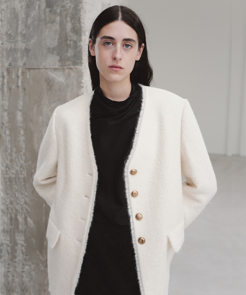 MOHAN（モハン）の「TIF WOOL FRINGE COLLARLESS BLAZER_2COLORS（その他アウター・レディース・アイボリー/ブラック・SMALL/MEDIUM/X-SMALL）」の7枚目の写真