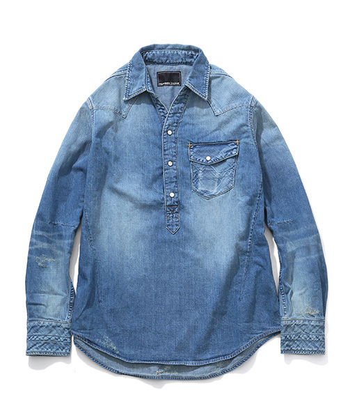 NUMBER (N)INE(ナンバーナイン)の「PULLOVER WESTERN SHIRTS_DENIM(DAMAGE_NOTE)(シャツ/ブラウス・メンズ・ブラック×ブラック/ブルー・4/3/2)」の15枚目の写真