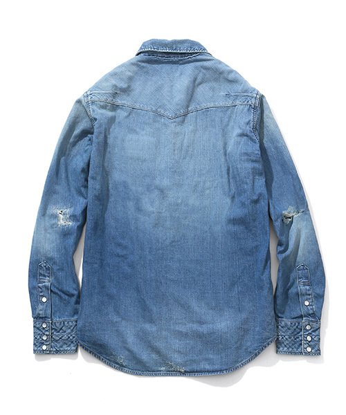 NUMBER (N)INE(ナンバーナイン)の「PULLOVER WESTERN SHIRTS_DENIM(DAMAGE_NOTE)(シャツ/ブラウス・メンズ・ブラック×ブラック/ブルー・4/3/2)」の16枚目の写真